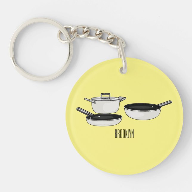 Cookware sets cartoon illustration key ring (Front)