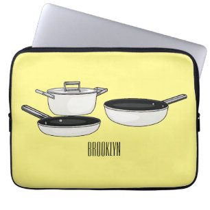 Cookware sets cartoon illustration laptop sleeve