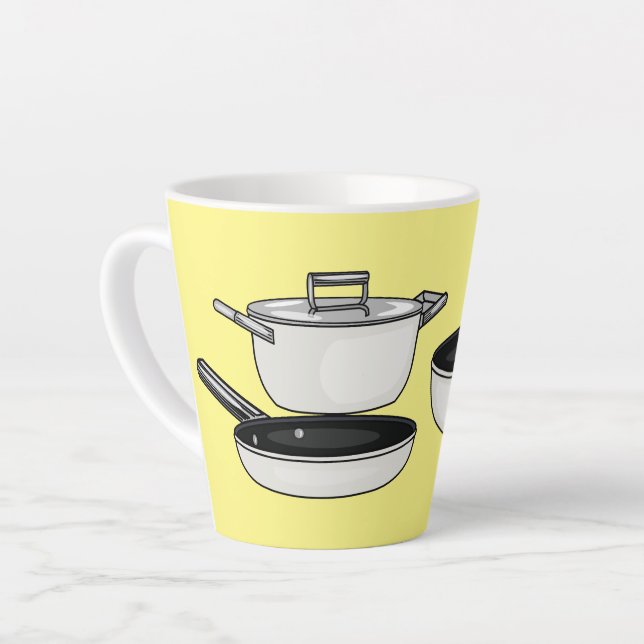 Cookware sets cartoon illustration latte mug (Left Angle)