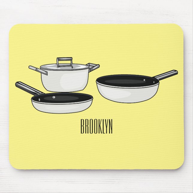 Cookware sets cartoon illustration mouse pad (Front)