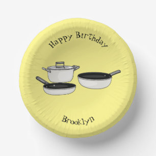 Cookware sets cartoon illustration paper plate