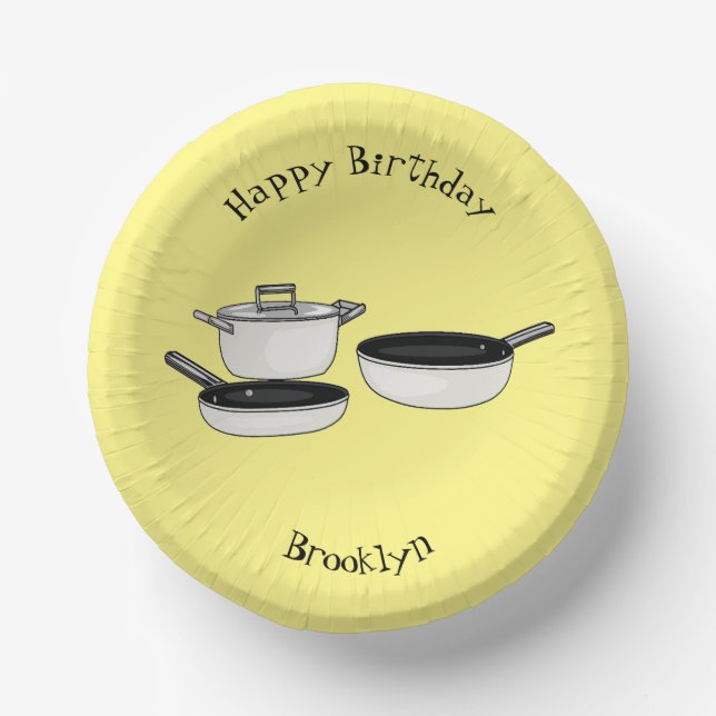 Cookware sets cartoon illustration paper plate (Front)