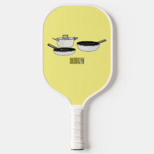 Cookware sets cartoon illustration pickleball paddle