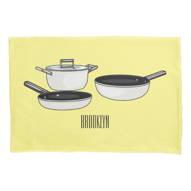 Cookware sets cartoon illustration pillowcase (Front)
