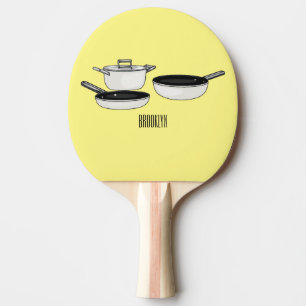 Cookware sets cartoon illustration ping pong paddle