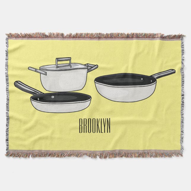 Cookware sets cartoon illustration throw blanket (Front)