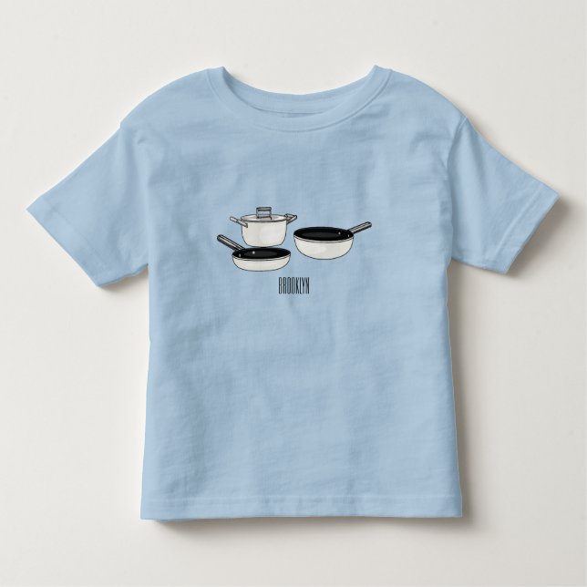 Cookware sets cartoon illustration toddler T-Shirt (Front)