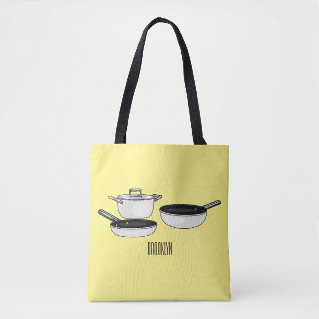Cookware sets cartoon illustration tote bag (Front)