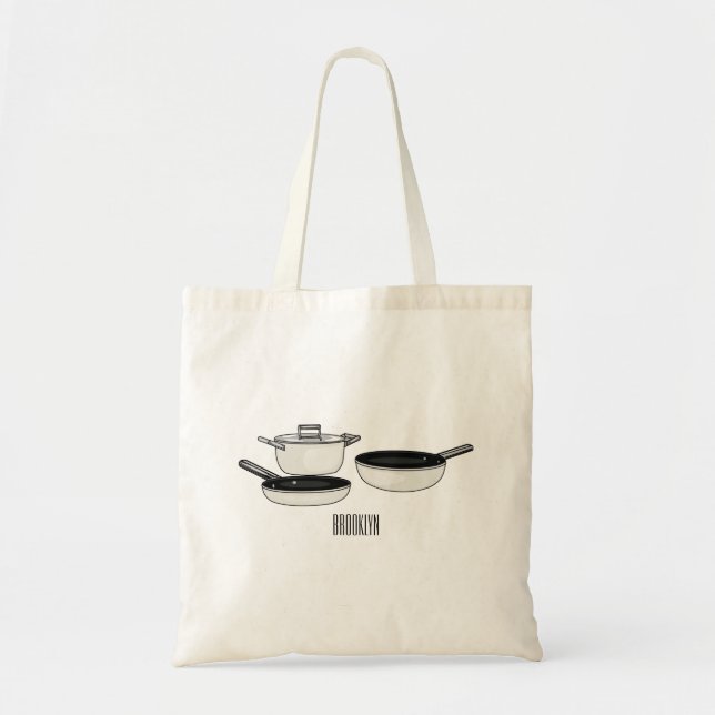 Cookware sets cartoon illustration tote bag (Front)