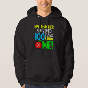 Cool 100 Days Of School, My Teacher Survived 100 D Hoodie