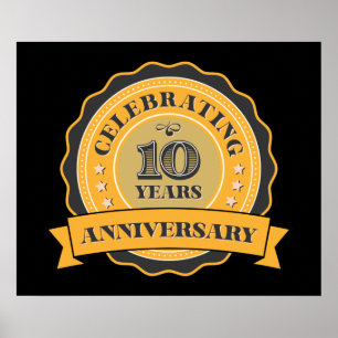 cool 10th Year Anniversary party  Poster
