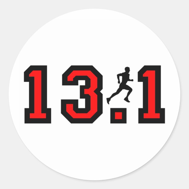 Cool 13.1 half marathon classic round sticker (Front)