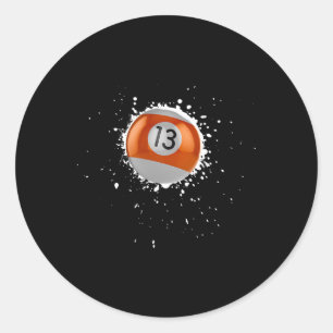 Cool 13-ball Thirteen Pool Billiards Paint Splatte Classic Round Sticker