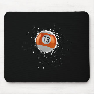 Cool 13-ball Thirteen Pool Billiards Paint Splatte Mouse Pad