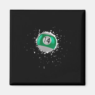 Cool 14-ball Fourteen Pool Billiards Paint Splatte Magnet