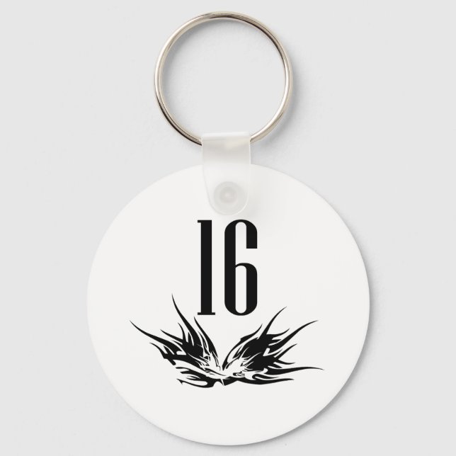 Cool 16th Birthday Gift Key Ring (Front)
