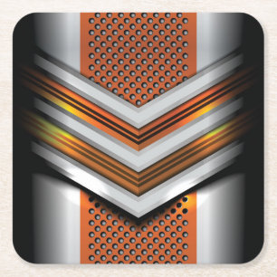 Cool 3-Dimentional Abstract Metal Design Square Paper Coaster