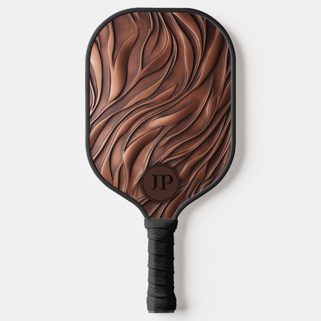 Cool 3D Copper Metalic Molten Wave Initials Pickleball Paddle (Front)