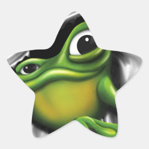 Cool 3d frog star sticker