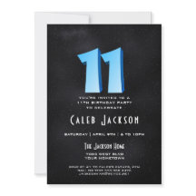 Cool 3D on Black 11th Birthday Party Invitation