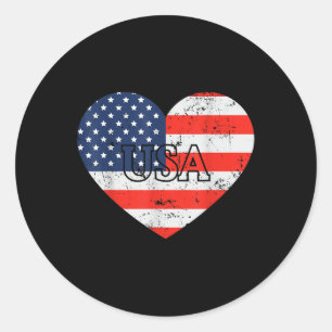 Cool 4th Of July America Heart Memorial Day Classic Round Sticker