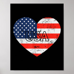 Cool 4th Of July America Heart Memorial Day Poster