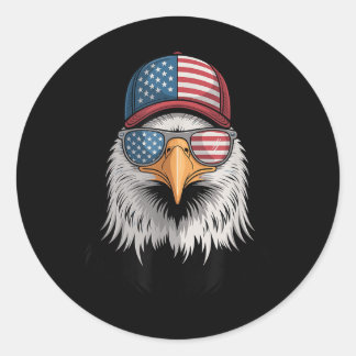 Cool 4th Of July Eagle Usa Flag Sungles Independen Classic Round Sticker