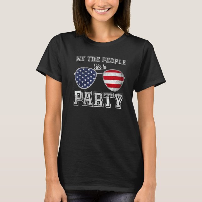 Cool 4th Of July Party Sunglasses T-Shirt (Front)