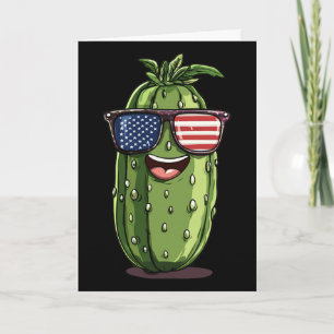Cool 4th Of July Pickle Costume With America Sungl Card