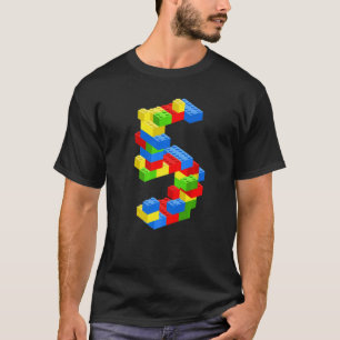 Cool 5th Birthday Building Blocks 5 Years Old Boy T-Shirt