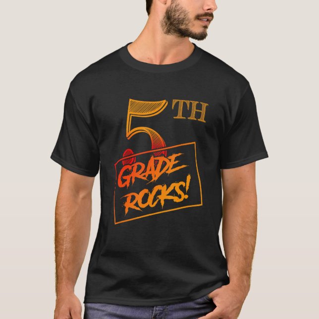 Cool 5th Grade Rocks  Teacher Back To School T-Shirt (Front)