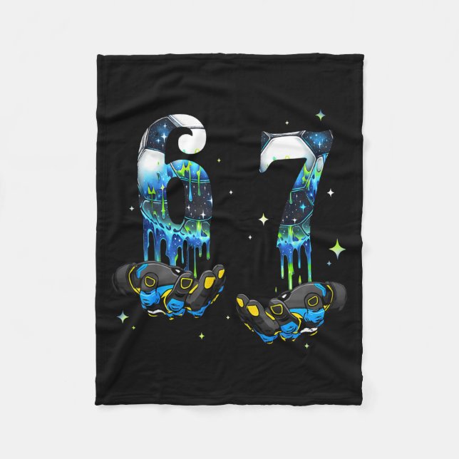 Cool 67 Six Seven Meme Soccer Football Drip Boys K Fleece Blanket (Front)