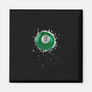 Cool 6-ball Six Pool Billiards Paint Splatter Bill Magnet