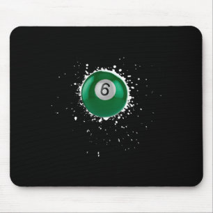 Cool 6-ball Six Pool Billiards Paint Splatter Bill Mouse Pad