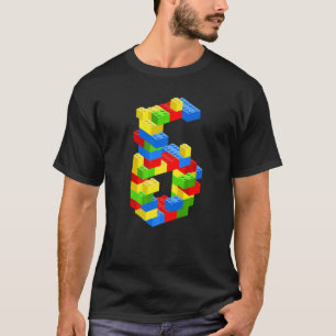 Cool 6th Birthday Building Blocks 6 Years Old Boy T-Shirt