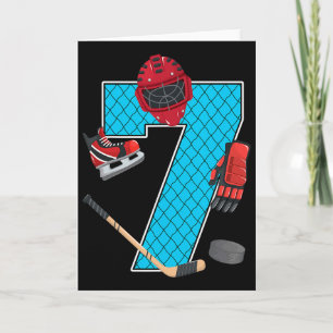 Cool 7 Ice Hockey 7th Birthday Party 7 Years Old Card