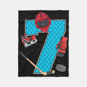 Cool 7 Ice Hockey 7th Birthday Party 7 Years Old Fleece Blanket