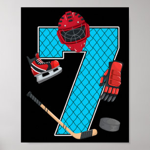 Cool 7 Ice Hockey 7th Birthday Party 7 Years Old Poster