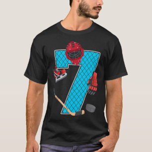 Cool 7 Ice Hockey 7th Birthday Party 7 Years Old T-Shirt