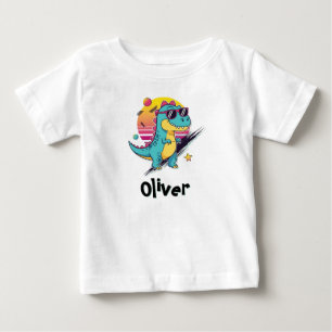 Cool 80s Aesthetic Trex Dinosaur with Sunglasses Baby T-Shirt