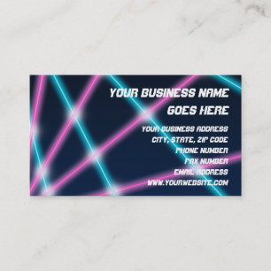 Cool 80s Laser Light Show Background Retro Neon Business Card