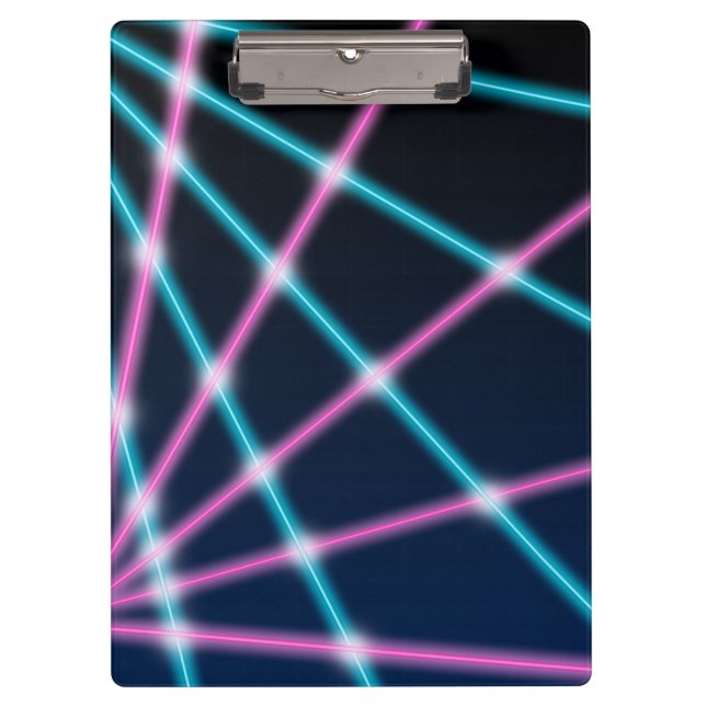 Cool 80s Laser Light Show Background Retro Neon Clipboard (Front)
