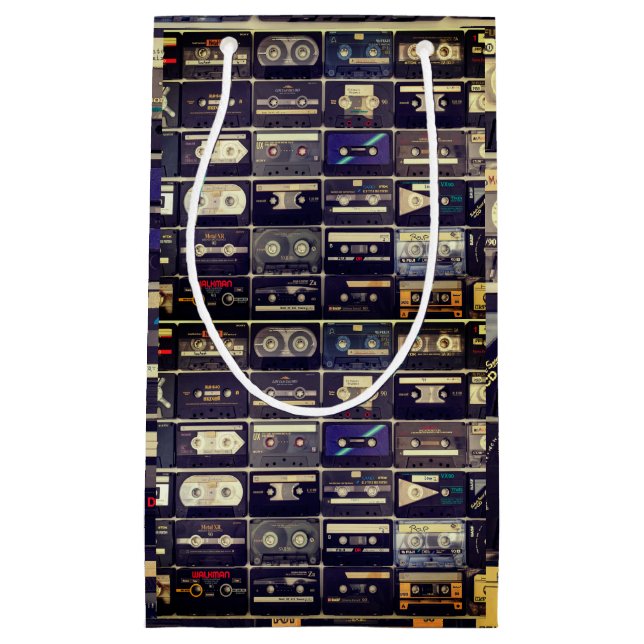 Cool 80s vintage cassette small gift bag (Front)