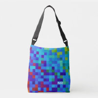   Cool 8-bit Pixel Pattern Geeky Blue Red Monogram