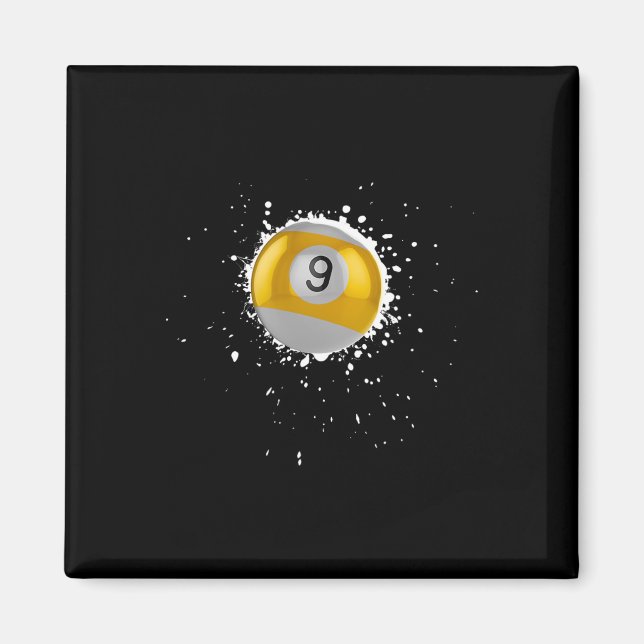 Cool 9-ball Nine Pool Billiards Paint Splatter Bil Magnet (Front)
