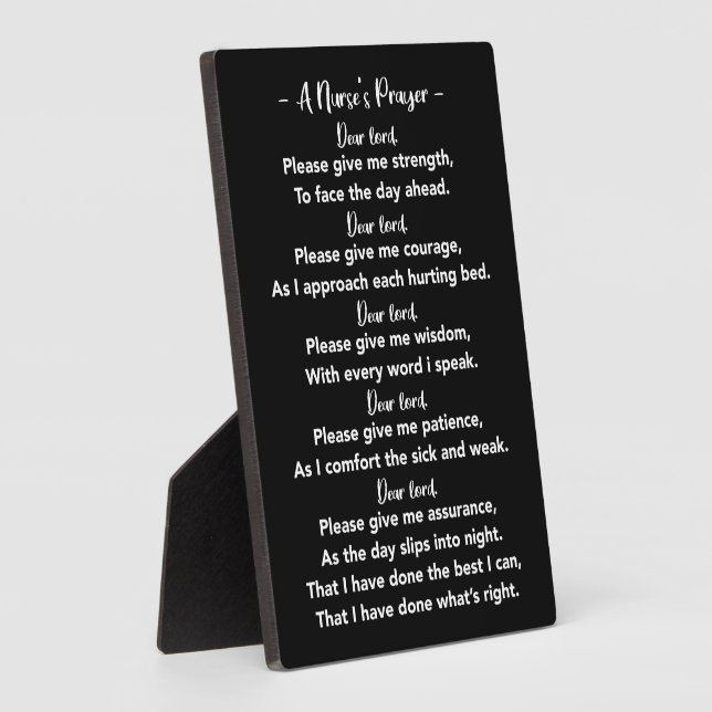 Cool A Nurse's Prayer Photo Plaque with Easel Gift (Side)