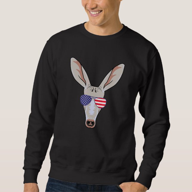Cool Aardvark Wearing Usa Flag Sunglasses Us Ameri Sweatshirt (Front)