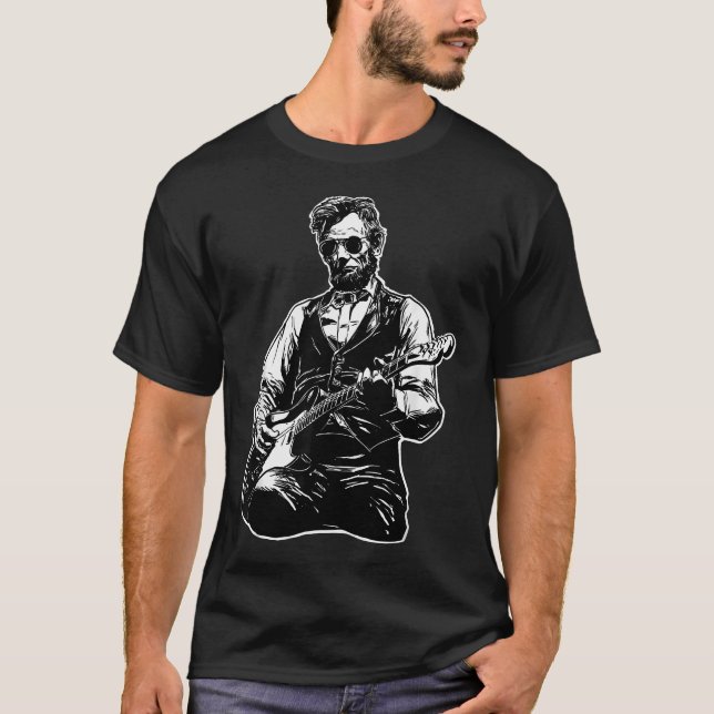 Cool Abe Lincoln Playing T-Shirt (Front)