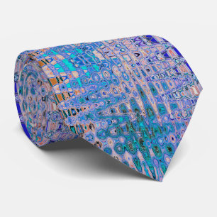 Cool Abstract Blue and Brown Atomic Retro Zigzags Tie