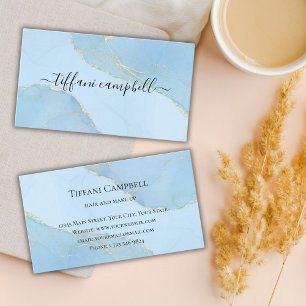 Cool Abstract Blue Glitter Hair and Makeup Artist Business Card